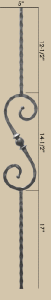 Square Hammered Ball Scroll